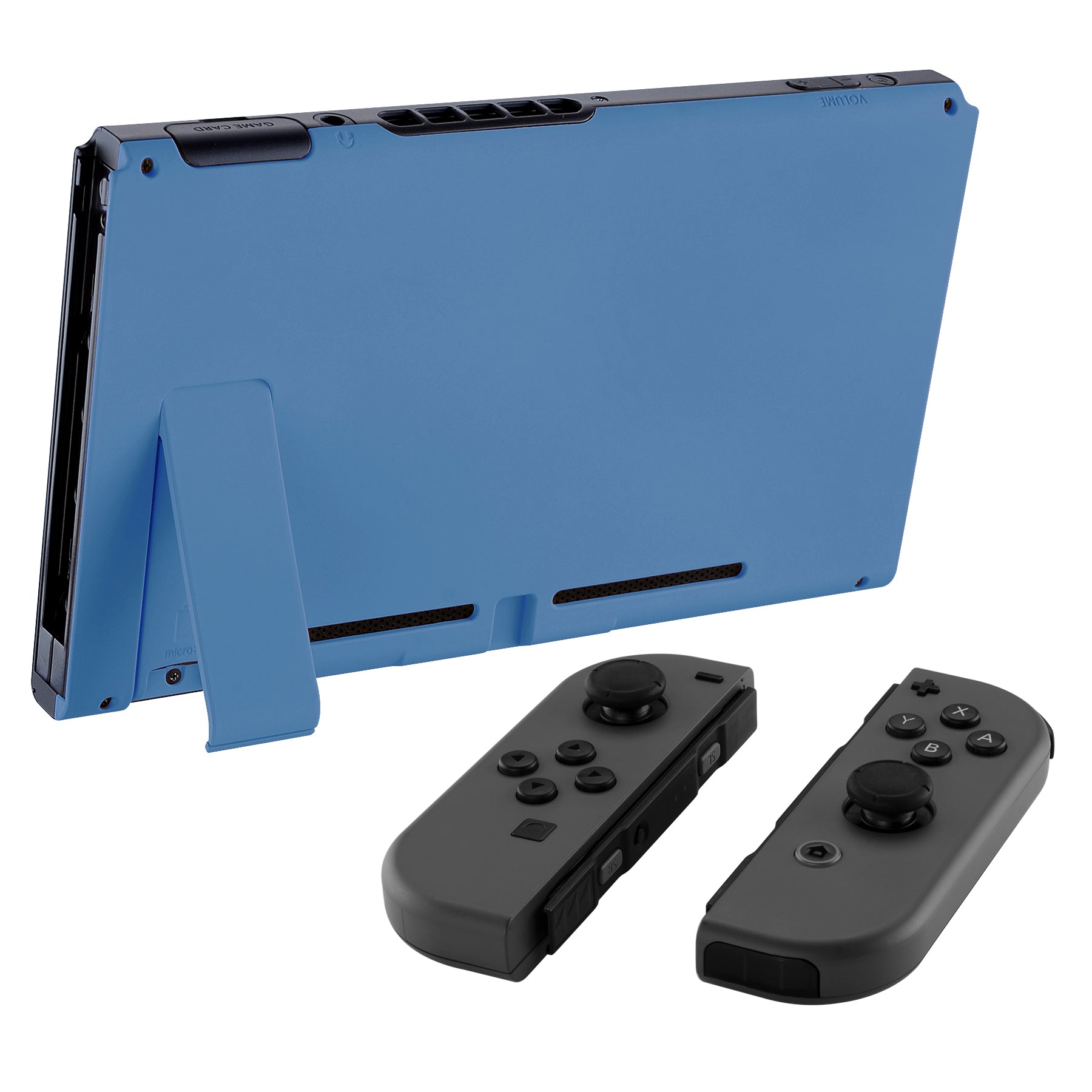 eXtremeRate Retail Soft Touch Grip Airforce Blue Console Back Plate DIY Replacement Housing Shell Case for NS Switch Console with Kickstand - JoyCon Shell NOT Included - ZP318