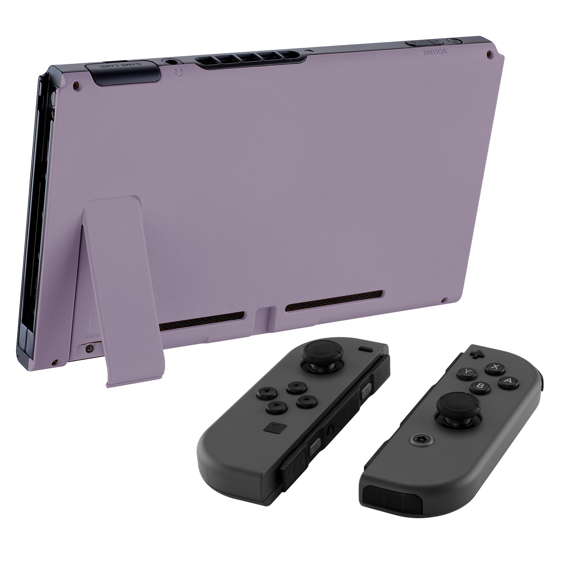 eXtremeRate Retail Soft Touch Grip Dark Grayish Violet Console Back Plate DIY Replacement Housing Shell Case for NS Switch Console with Kickstand - JoyCon Shell NOT Included - ZP320