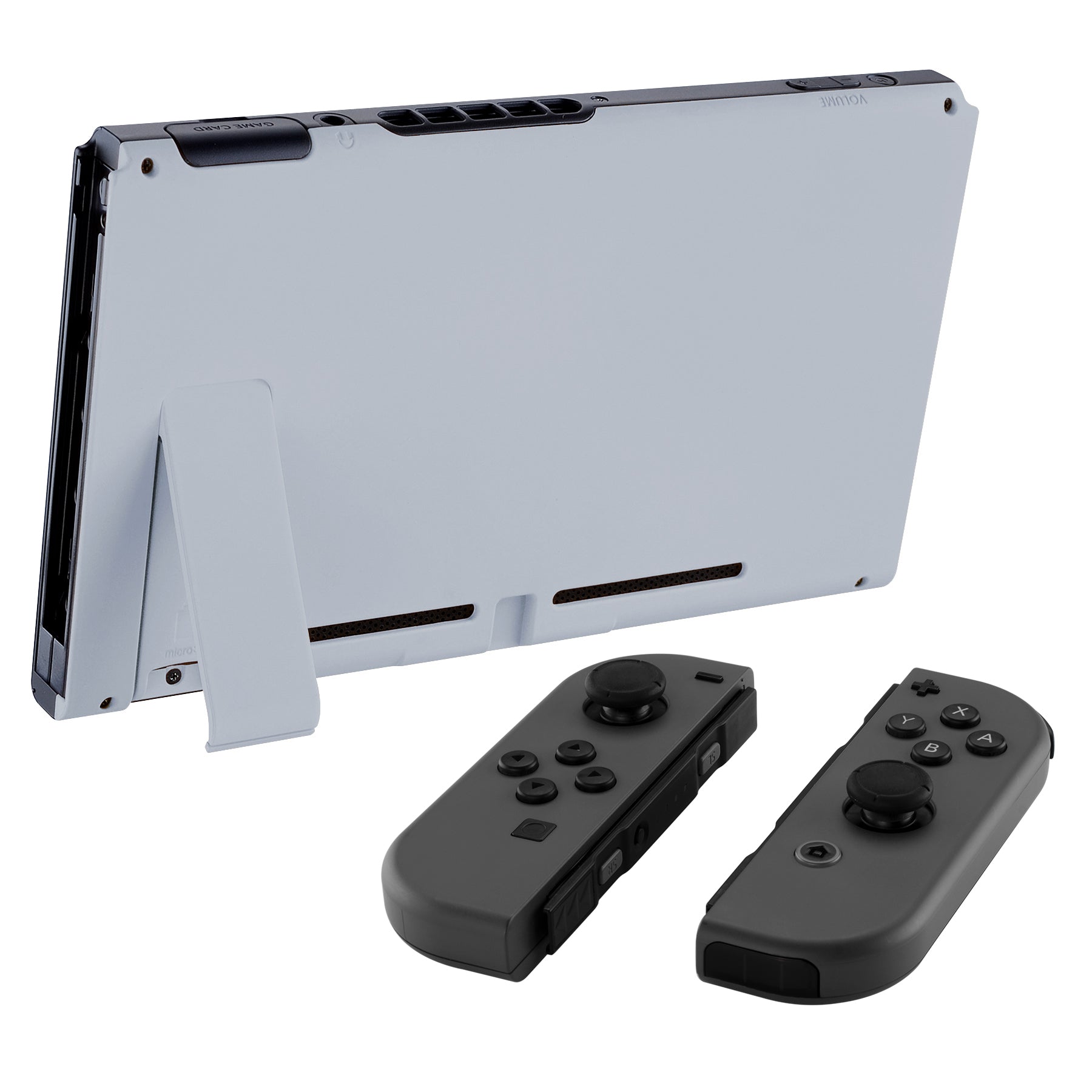 eXtremeRate Retail Soft Touch Grip New Hope Gray Console Back Plate DIY Replacement Housing Shell Case for NS Switch Console with Kickstand - JoyCon Shell NOT Included - ZP322