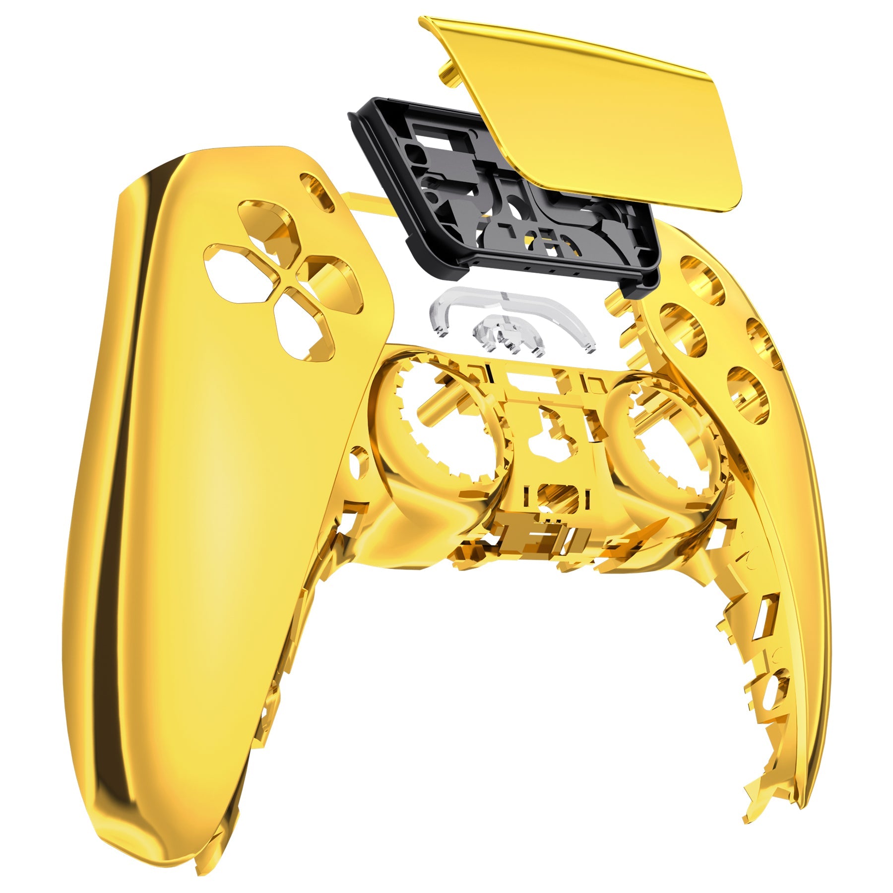 eXtremeRate Retail Chrome Gold Touchpad Front Housing Shell Compatible with ps5 Controller BDM-010 BDM-020 BDM-030, DIY Replacement Shell Custom Touch Pad Cover Compatible with ps5 Controller - ZPFD4001G3