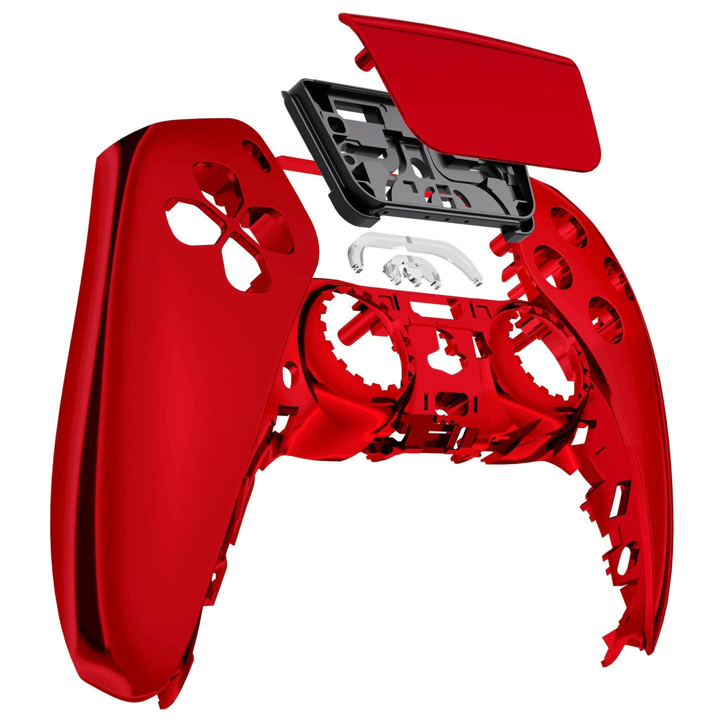 eXtremeRate Retail Chrome Red Touchpad Front Housing Shell Compatible with ps5 Controller BDM-010 BDM-020 BDM-030, DIY Replacement Shell Custom Touch Pad Cover Compatible with ps5 Controller - ZPFD4003G3