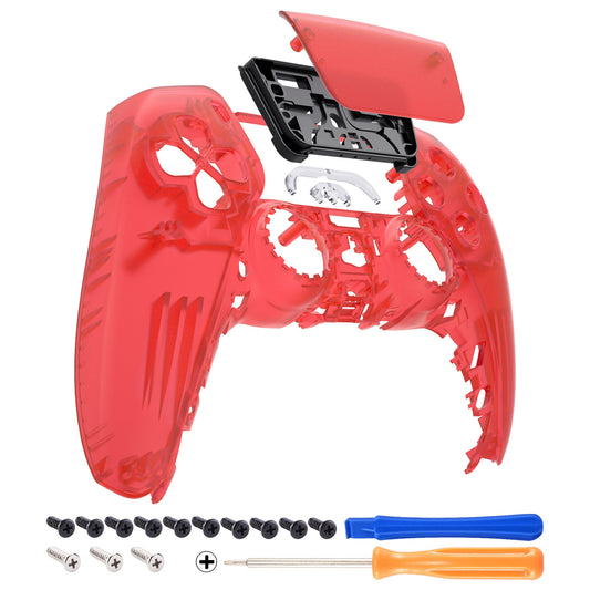 eXtremeRate Retail Clear Red Touchpad Front Housing Shell Compatible with ps5 Controller BDM-010 BDM-020 BDM-030, DIY Replacement Shell Custom Touch Pad Cover Compatible with ps5 Controller - ZPFM5002G3