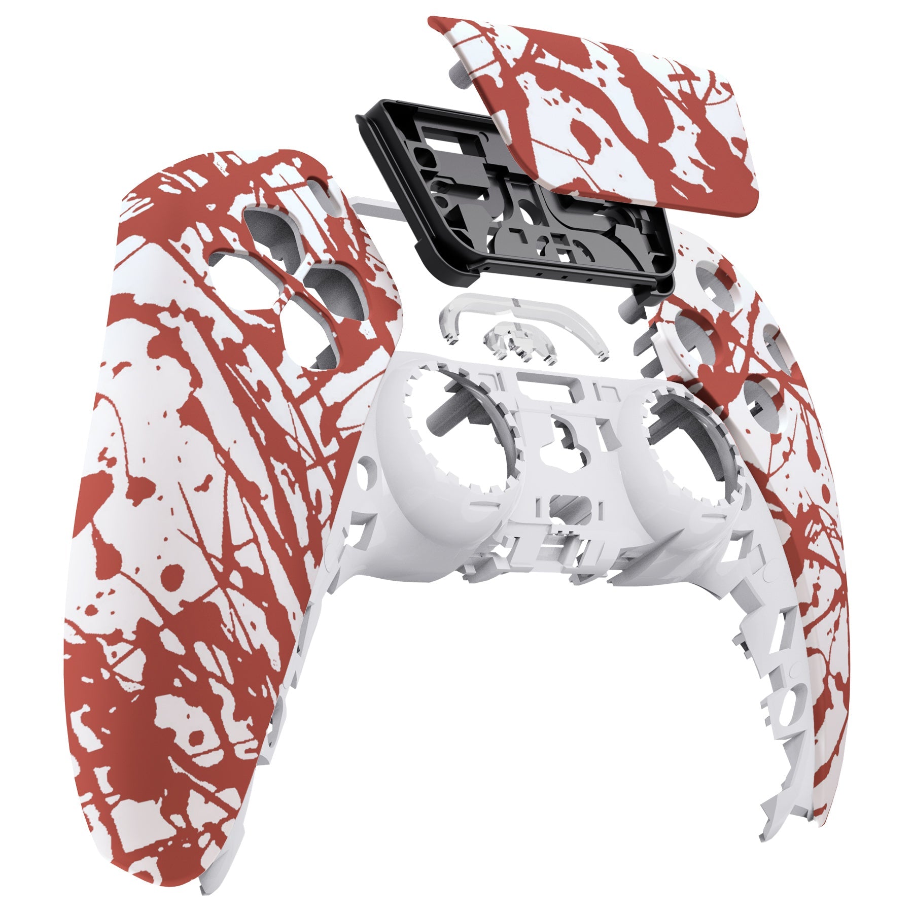 eXtremeRate Retail Blood Patterned Touchpad Front Housing Shell Compatible with ps5 Controller BDM-010 BDM-020 BDM-030, DIY Replacement Shell Custom Touch Pad Cover Compatible with ps5 Controller - ZPFS2004G3