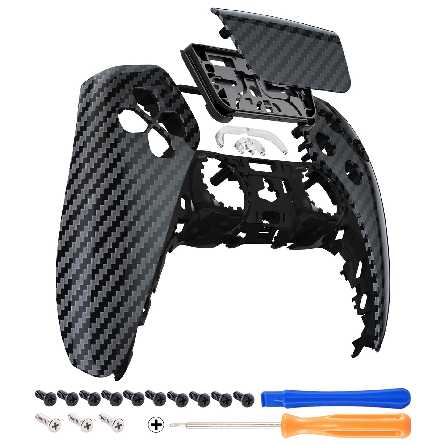 eXtremeRate Retail Graphite Carbon Fiber Pattern Touchpad Front Housing Shell Compatible with ps5 Controller BDM-010 BDM-020 BDM-030, DIY Replacement Shell Custom Touch Pad Cover Compatible with ps5 Controller - ZPFS2005G3