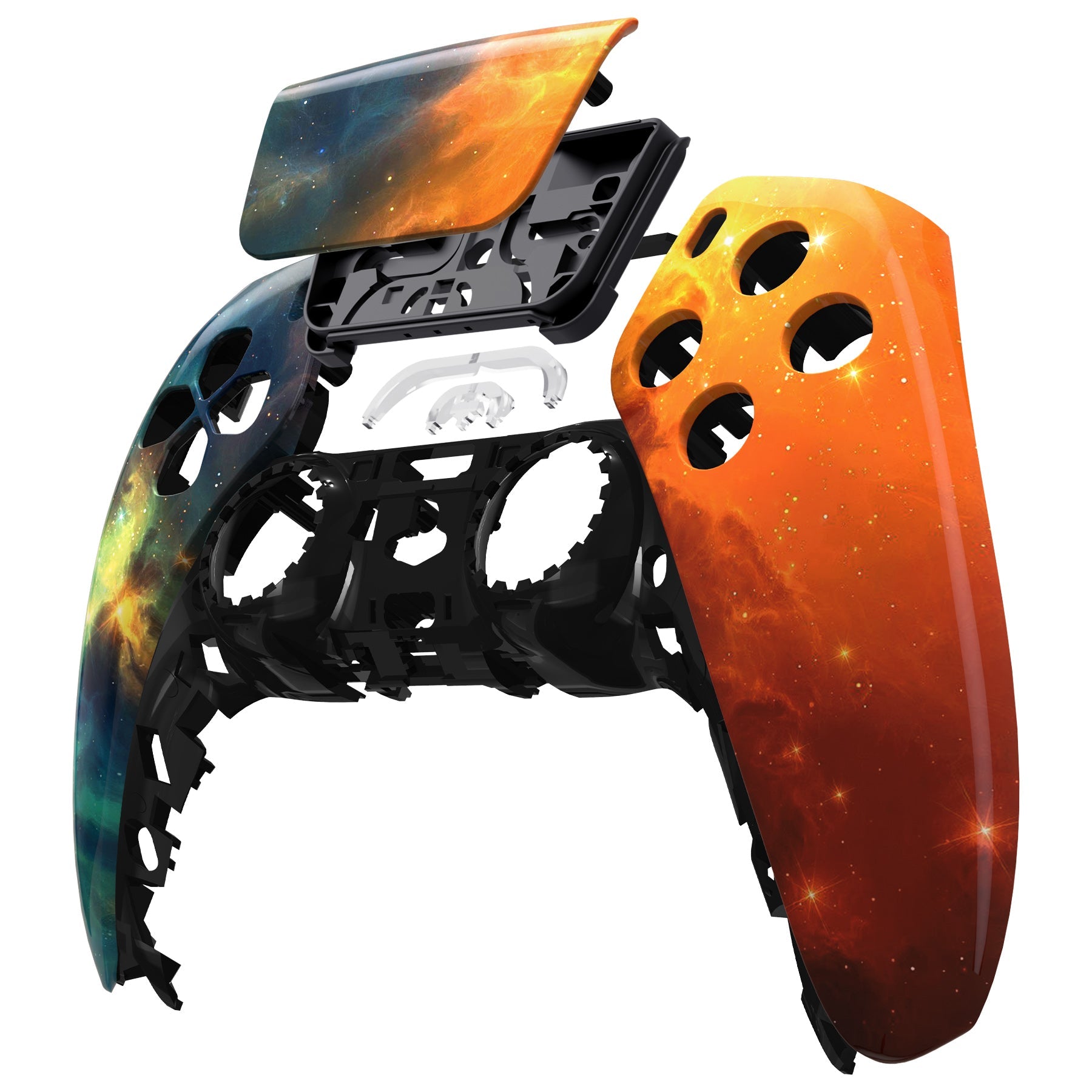 eXtremeRate Retail Orange Star Universe Touchpad Front Housing Shell Compatible with ps5 Controller BDM-010 BDM-020 BDM-030, DIY Replacement Shell Custom Touch Pad Cover Compatible with ps5 Controller - ZPFT1002G3