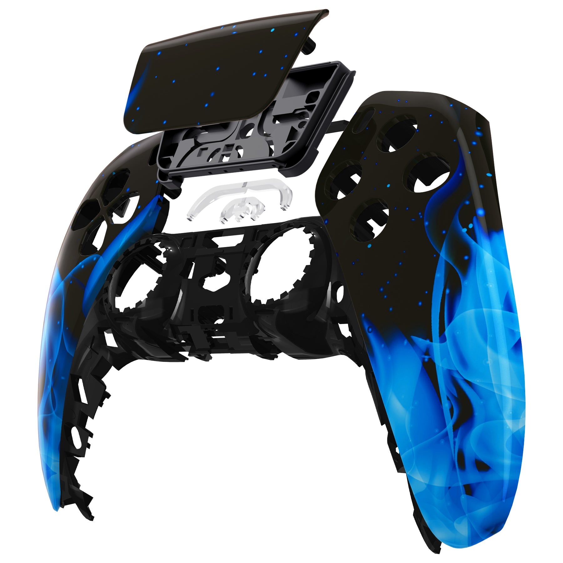 eXtremeRate Retail Blue Flame Touchpad Front Housing Shell Compatible with ps5 Controller BDM-010 BDM-020 BDM-030, DIY Replacement Shell Custom Touch Pad Cover Compatible with ps5 Controller - ZPFT1005G3