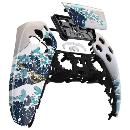 eXtremeRate Retail The Great Wave Pattern Touchpad Front Housing Shell Compatible with ps5 Controller BDM-010 BDM-020 BDM-030, DIY Replacement Shell Custom Touch Pad Cover Compatible with ps5 Controller - ZPFT1006G3