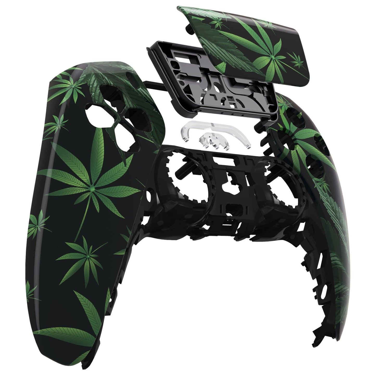 eXtremeRate Retail Green Weeds Touchpad Front Housing Shell Compatible with ps5 Controller BDM-010 BDM-020 BDM-030, DIY Replacement Shell Custom Touch Pad Cover Compatible with ps5 Controller - ZPFT1011G3