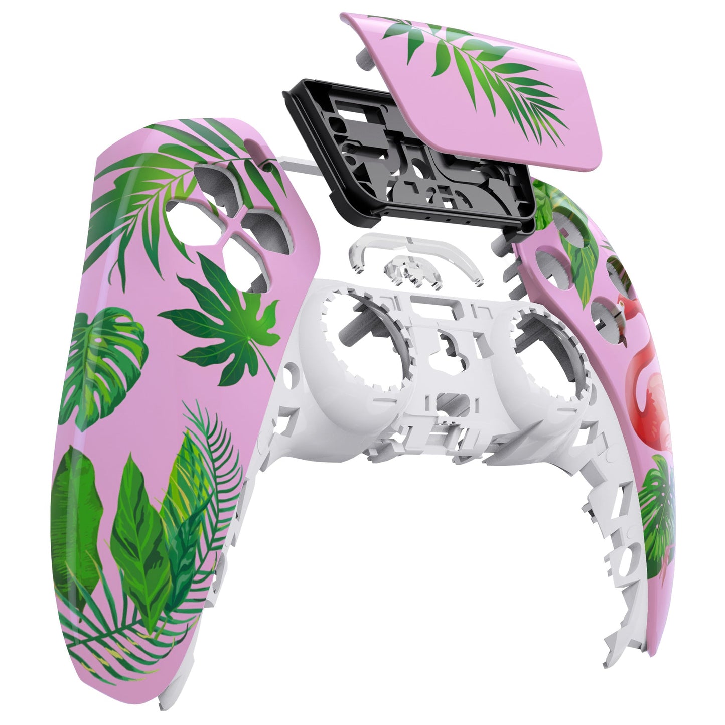 eXtremeRate Retail Tropical Flamingo Touchpad Front Housing Shell Compatible with ps5 Controller BDM-010 BDM-020 BDM-030, DIY Replacement Shell Custom Touch Pad Cover Compatible with ps5 Controller - ZPFT1039G3