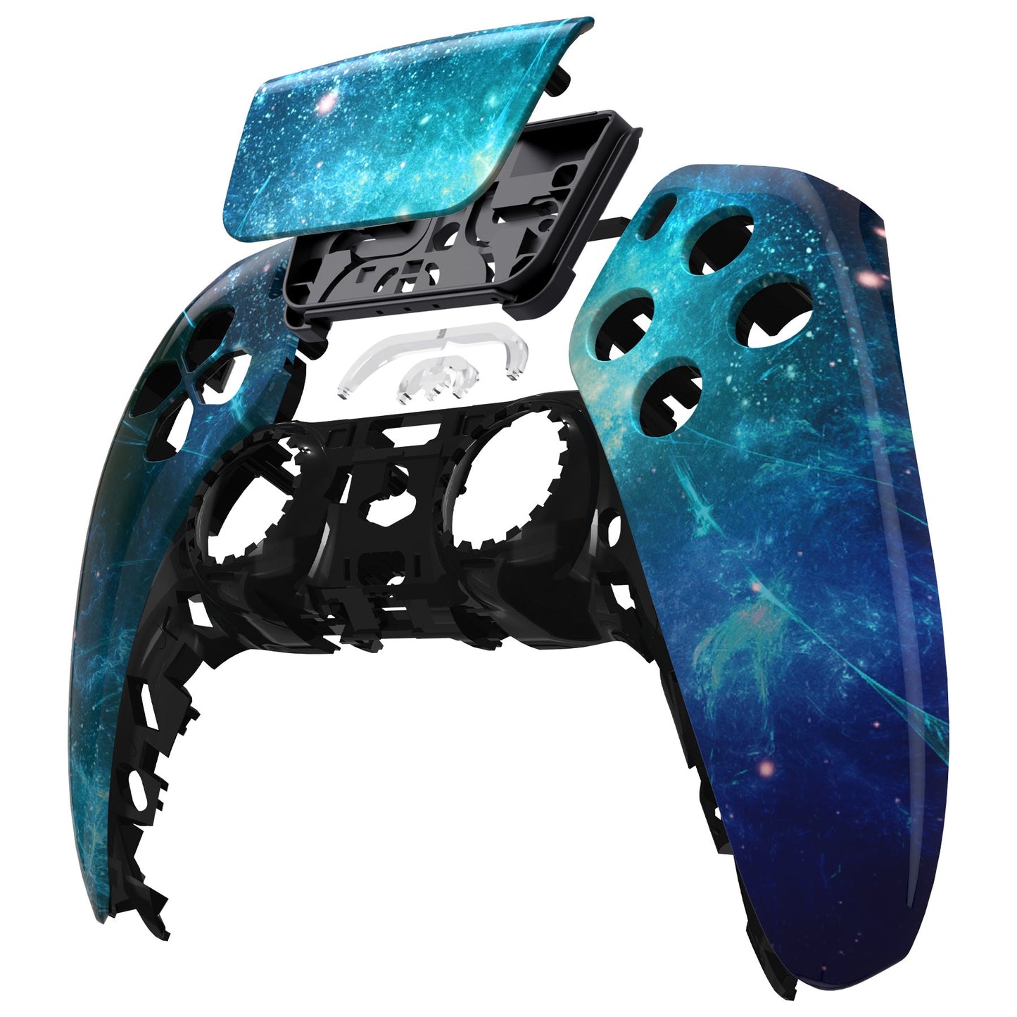 eXtremeRate Retail Blue Nebula Touchpad Front Housing Shell Compatible with ps5 Controller BDM-010 BDM-020 BDM-030, DIY Replacement Shell Custom Touch Pad Cover Compatible with ps5 Controller - ZPFT1043G3