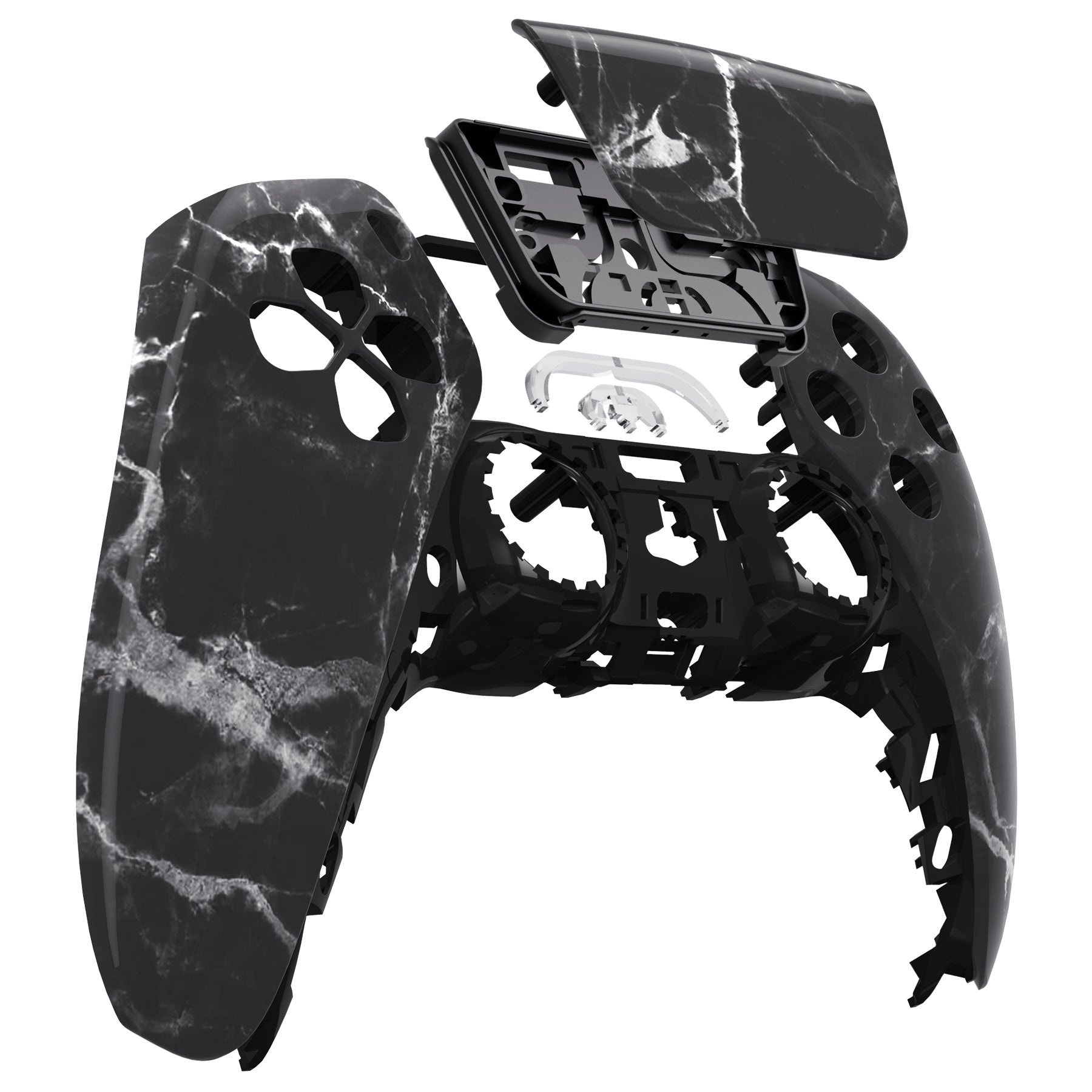 eXtremeRate Retail Black White Marble Effect Touchpad Front Housing Shell Compatible with ps5 Controller BDM-010 BDM-020 BDM-030, DIY Replacement Shell Custom Touch Pad Cover Compatible with ps5 Controller - ZPFT1046G3