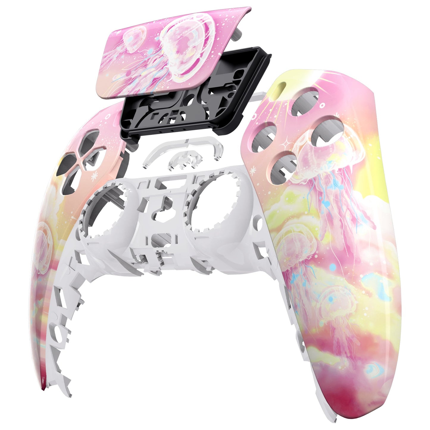 eXtremeRate Retail Pinky Jellyfish Heaven Touchpad Front Housing Shell Compatible with ps5 Controller BDM-010 BDM-020 BDM-030, DIY Replacement Shell Custom Touch Pad Cover Compatible with ps5 Controller - ZPFT1081G3