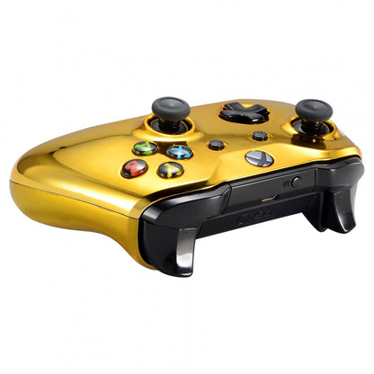 eXtremeRate Retail Chrome Gold Front Housing Shell Faceplate Side Rails Panel for Xbox One X & One S Controller - ZSXOFD01