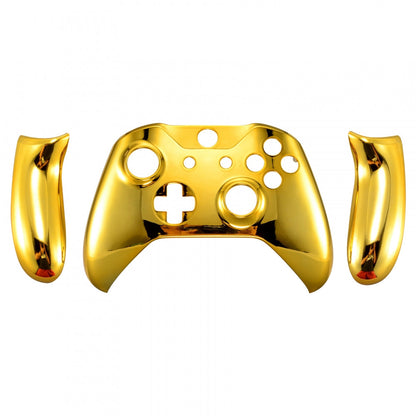 eXtremeRate Retail Chrome Gold Front Housing Shell Faceplate Side Rails Panel for Xbox One X & One S Controller - ZSXOFD01