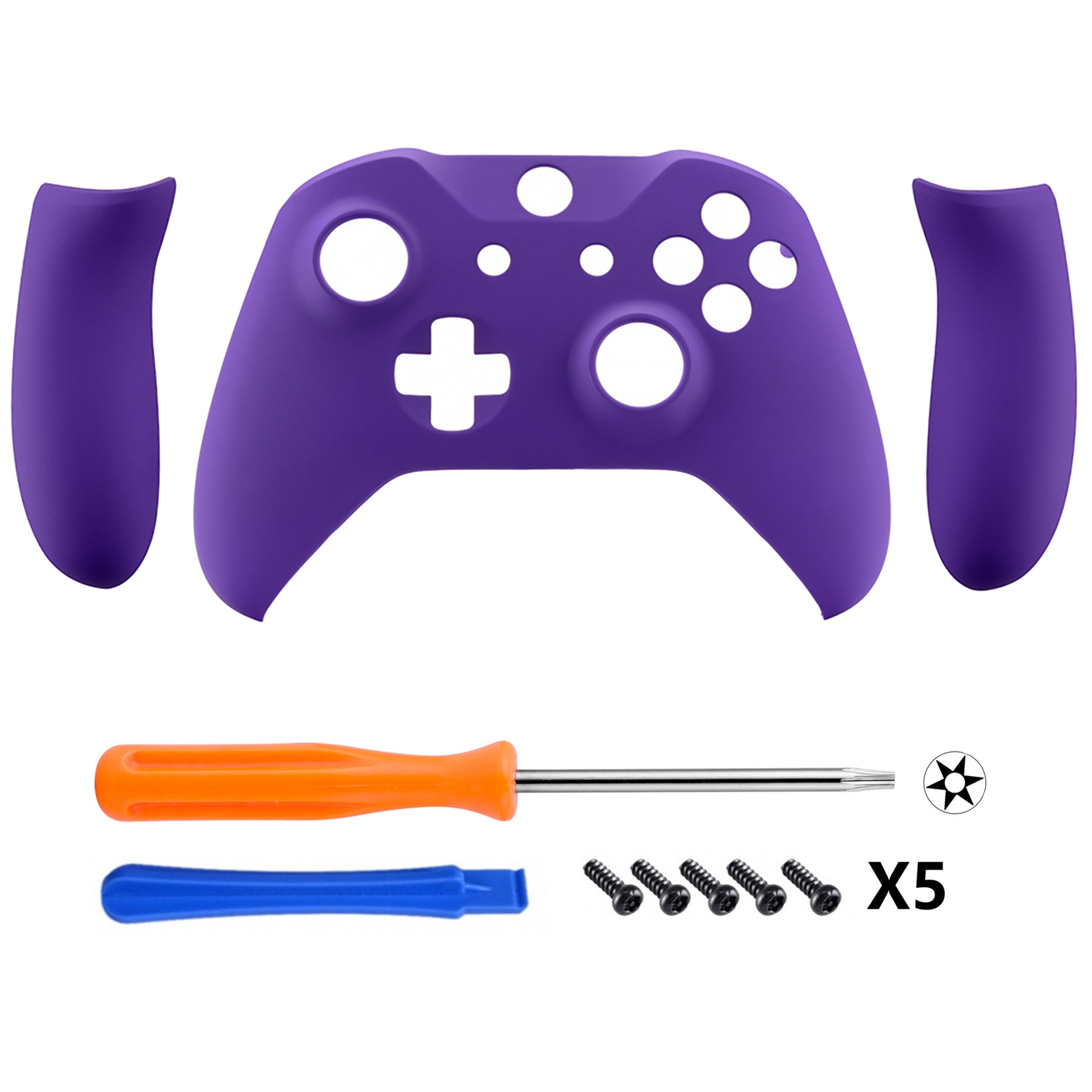 eXtremeRate Replacement Front Housing Shell with Side Rails Panel for Xbox One X & S Controller (Model 1708) - Purple eXtremeRate