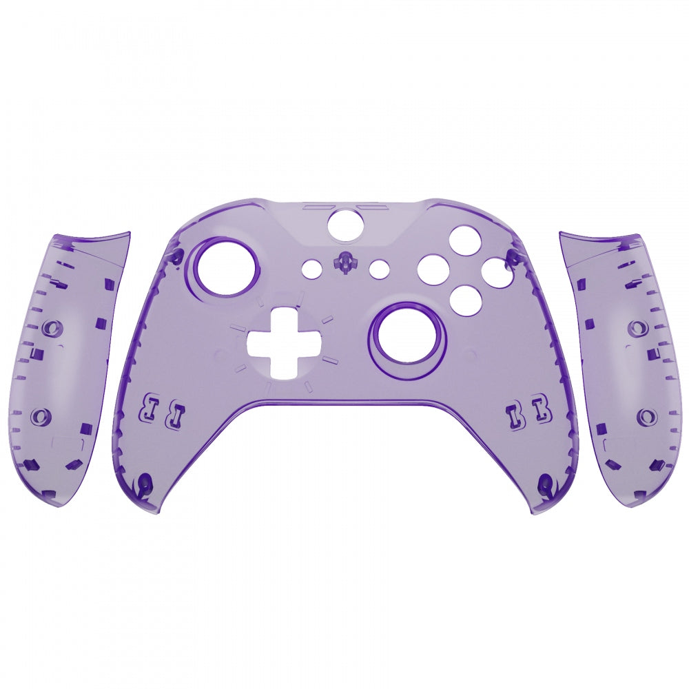 eXtremeRate Retail Transparent Clear Atomic Purple Top Shell Front Housing Faceplate Replacement Parts with Side Rails Panel for Xbox One X & One S Controller (Model 1708) - ZSXOFX17