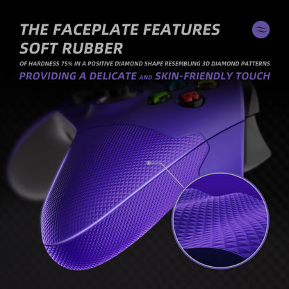 eXtremeRate ASR Version Performance Rubberized Side Rails Front Housing Shells with Accent Rings for Xbox Series X & S Controller - Purple eXtremeRate