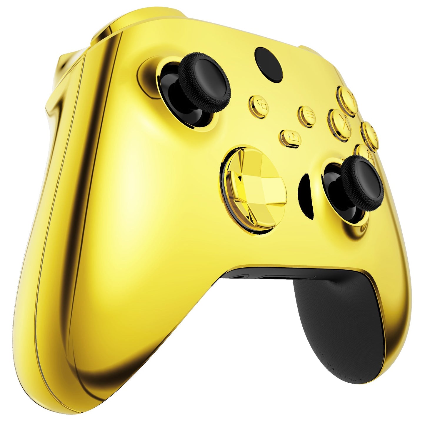 eXtremeRate Retail Chrome Gold Replacement Handles Shell for Xbox Series X Controller, Custom Side Rails Panels Front Housing Shell Faceplate for Xbox Series S Controller - Controller NOT Included - ZX3D401