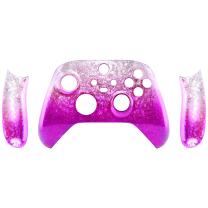 eXtremeRate Retail Ice Flake Magenta Replacement Handles Shell for Xbox Series X/S Controller, Custom Side Rails Panels Front Housing Shell Faceplate for Xbox Core Controller - Controller NOT Included - ZX3D408