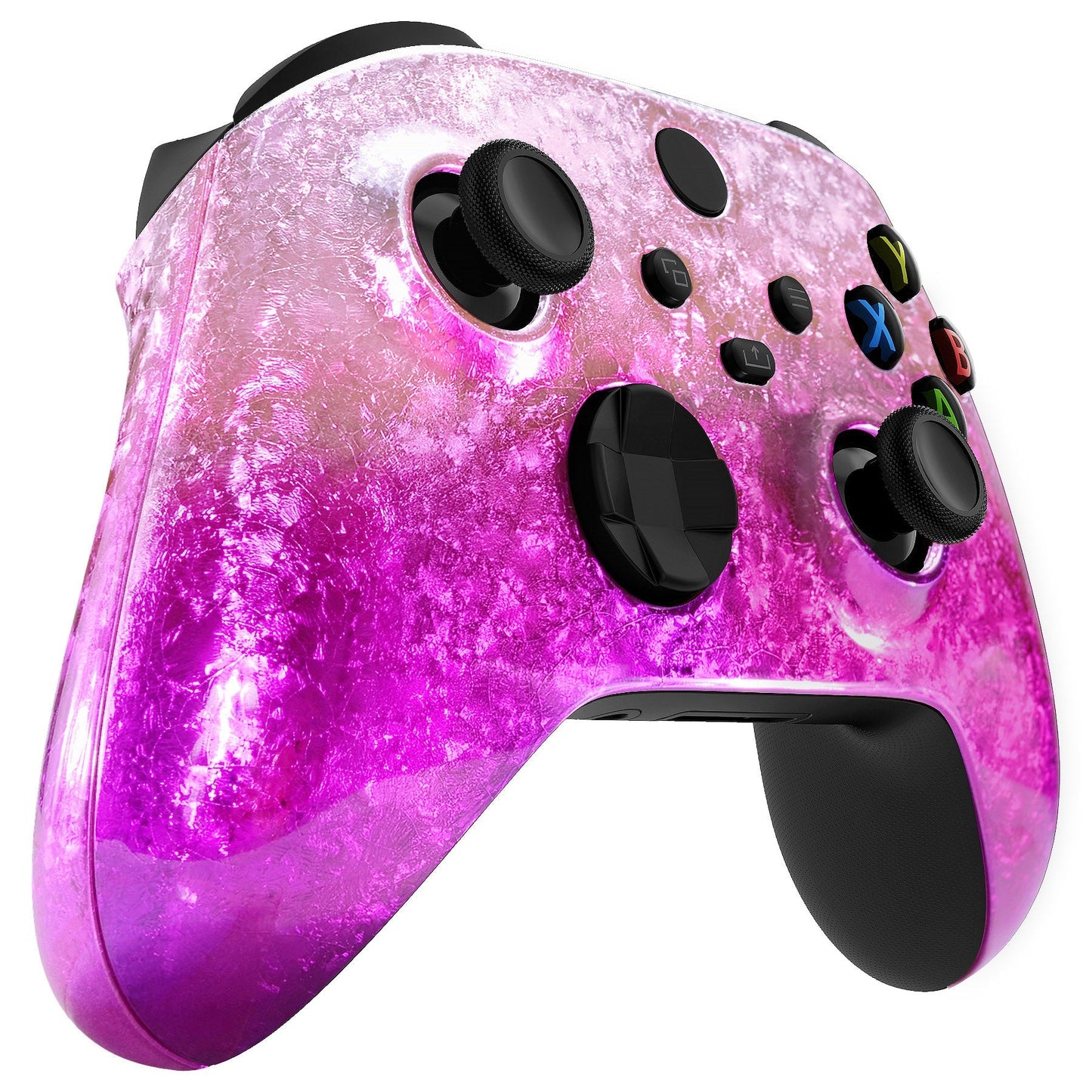 eXtremeRate Retail Ice Flake Magenta Replacement Handles Shell for Xbox Series X/S Controller, Custom Side Rails Panels Front Housing Shell Faceplate for Xbox Core Controller - Controller NOT Included - ZX3D408