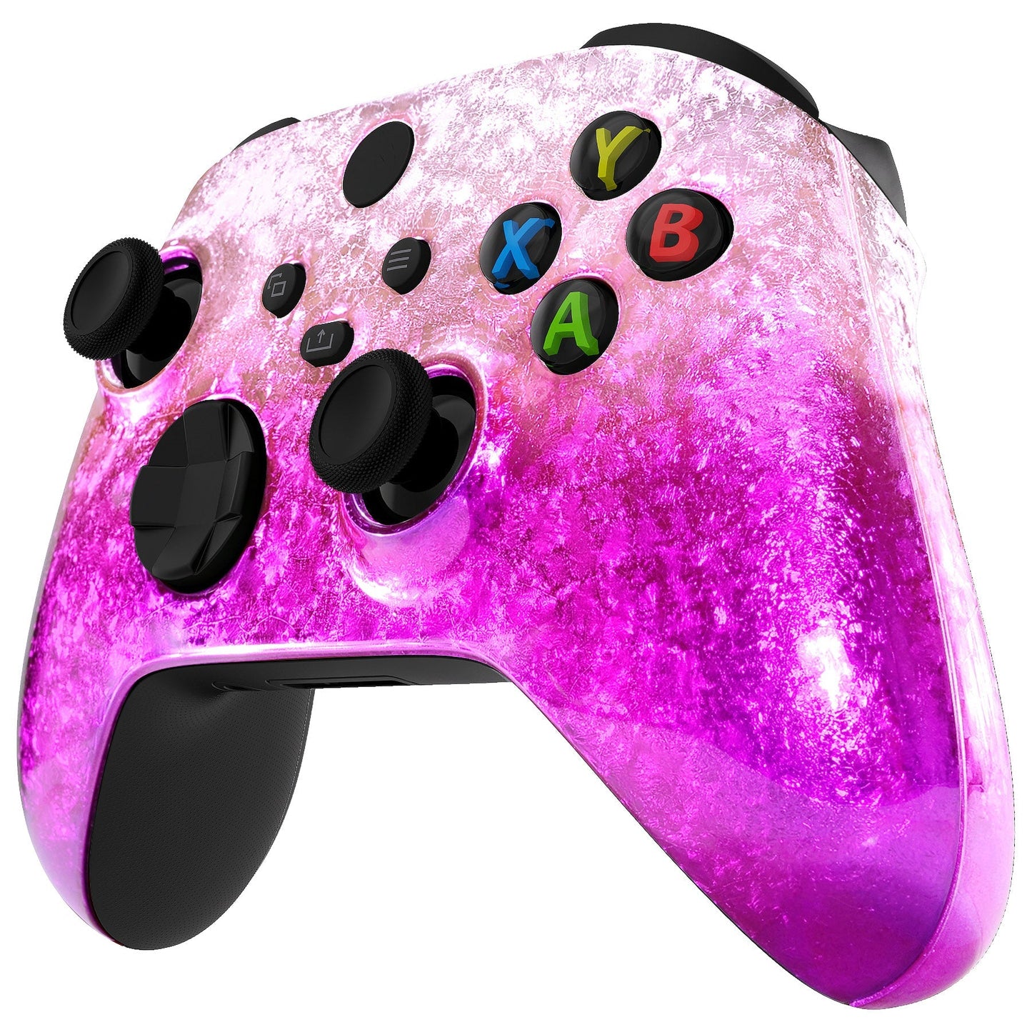 eXtremeRate Retail Ice Flake Magenta Replacement Handles Shell for Xbox Series X/S Controller, Custom Side Rails Panels Front Housing Shell Faceplate for Xbox Core Controller - Controller NOT Included - ZX3D408