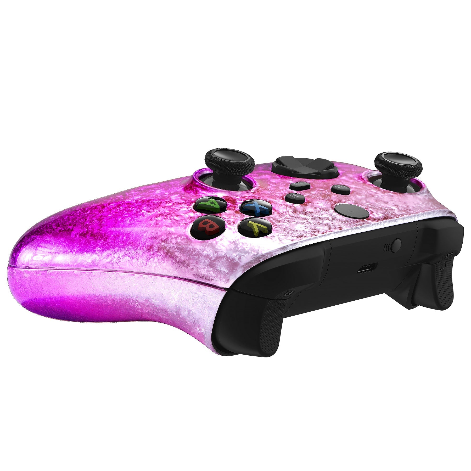 eXtremeRate Retail Ice Flake Magenta Replacement Handles Shell for Xbox Series X/S Controller, Custom Side Rails Panels Front Housing Shell Faceplate for Xbox Core Controller - Controller NOT Included - ZX3D408