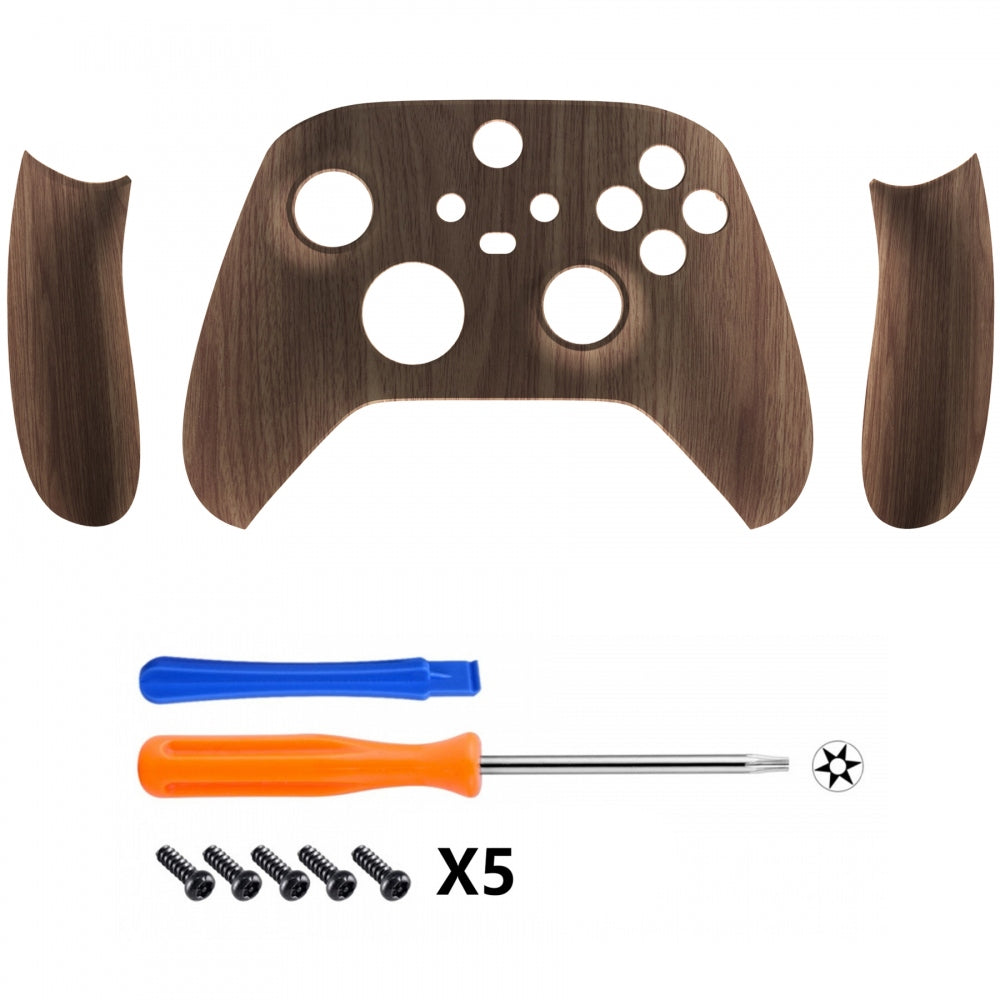 eXtremeRate Retail Soft Touch Wood Grain Replacement Handles Shell for Xbox Series X Controller, Custom Side Rails Panels Front Housing Shell Faceplate for Xbox Series S Controller - Controller NOT Included - ZX3D415