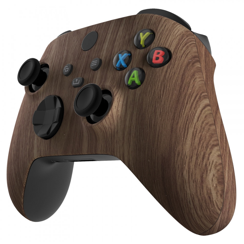 eXtremeRate Retail Soft Touch Wood Grain Replacement Handles Shell for Xbox Series X Controller, Custom Side Rails Panels Front Housing Shell Faceplate for Xbox Series S Controller - Controller NOT Included - ZX3D415