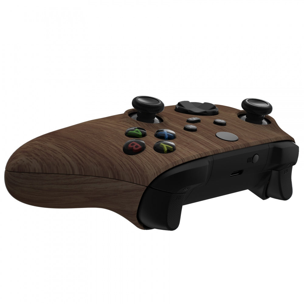 eXtremeRate Retail Soft Touch Wood Grain Replacement Handles Shell for Xbox Series X Controller, Custom Side Rails Panels Front Housing Shell Faceplate for Xbox Series S Controller - Controller NOT Included - ZX3D415