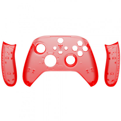 eXtremeRate Retail Soft Touch Clear Red Replacement Handles Shell for Xbox Series X Controller, Custom Side Rails Panels Front Housing Shell Faceplate for Xbox Series S Controller - Controller NOT Included - ZX3M502