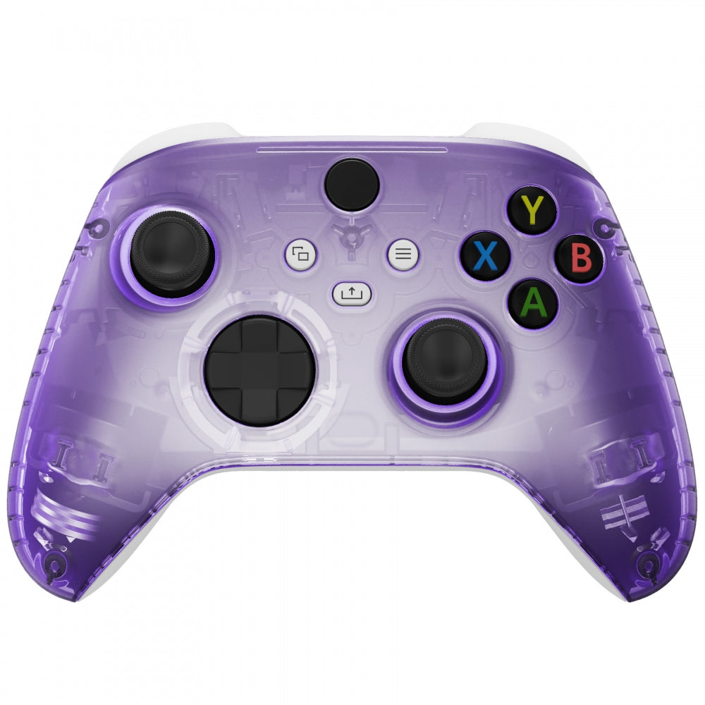 eXtremeRate Retail Soft Touch Clear Atomic Purple Replacement Handles Shell for Xbox Series X Controller, Custom Side Rails Panels Front Housing Shell Faceplate for Xbox Series S Controller - Controller NOT Included - ZX3M505