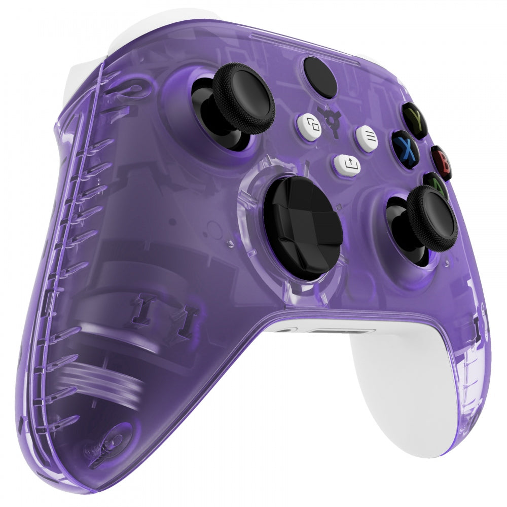 eXtremeRate Retail Soft Touch Clear Atomic Purple Replacement Handles Shell for Xbox Series X Controller, Custom Side Rails Panels Front Housing Shell Faceplate for Xbox Series S Controller - Controller NOT Included - ZX3M505