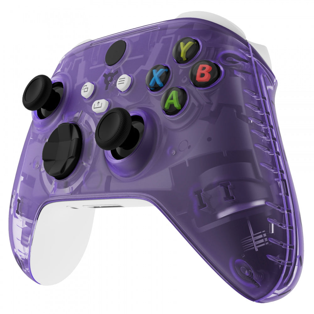 eXtremeRate Retail Soft Touch Clear Atomic Purple Replacement Handles Shell for Xbox Series X Controller, Custom Side Rails Panels Front Housing Shell Faceplate for Xbox Series S Controller - Controller NOT Included - ZX3M505