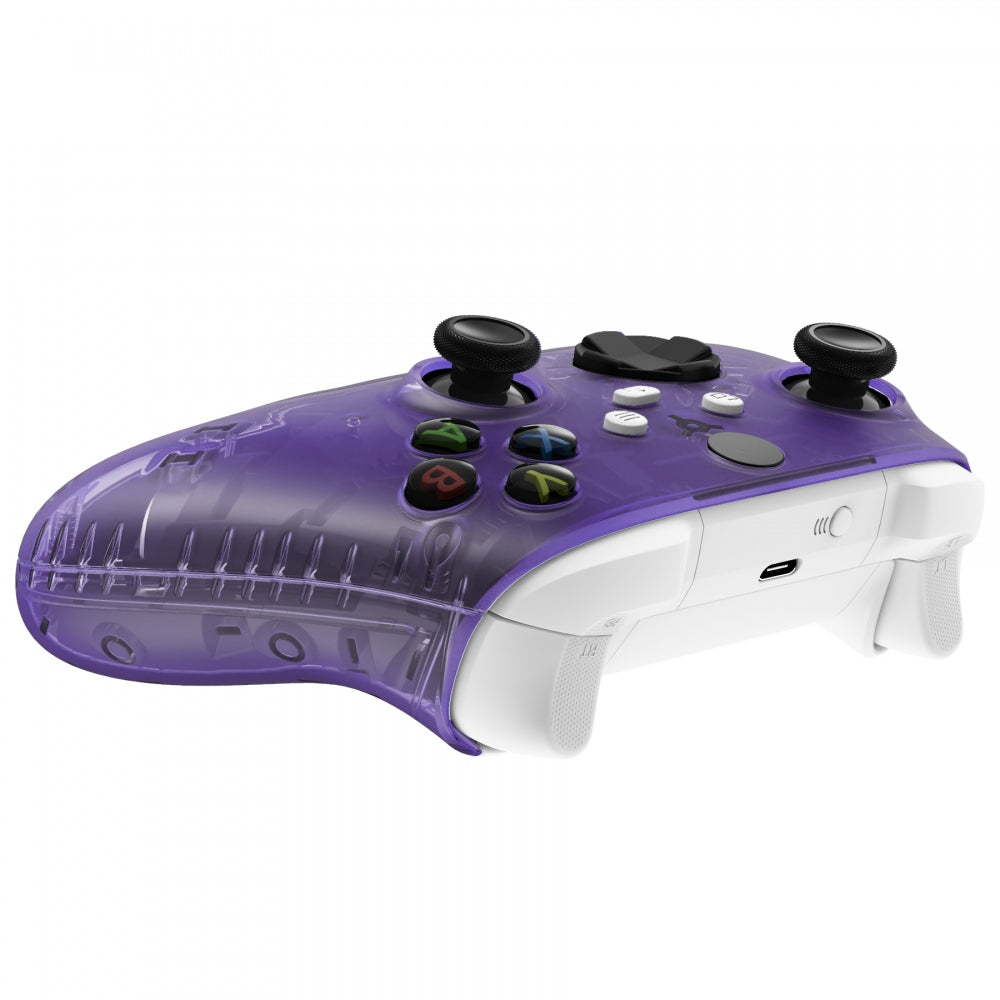 eXtremeRate Retail Soft Touch Clear Atomic Purple Replacement Handles Shell for Xbox Series X Controller, Custom Side Rails Panels Front Housing Shell Faceplate for Xbox Series S Controller - Controller NOT Included - ZX3M505