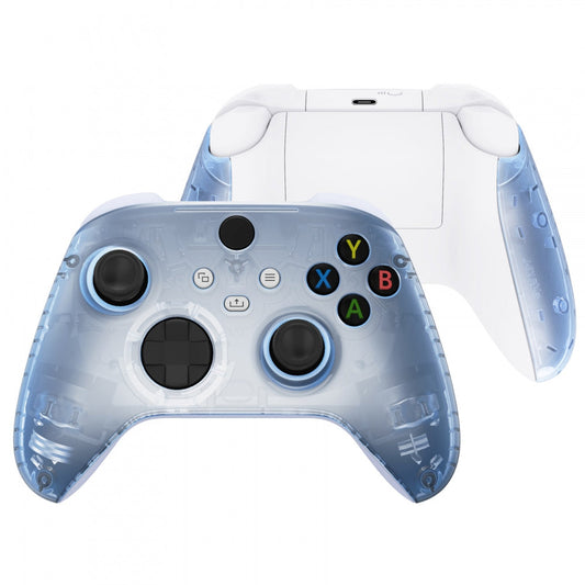 eXtremeRate Retail Soft Touch Clear Glacier Blue Replacement Handles Shell for Xbox Series X Controller, Custom Side Rails Panels Front Housing Shell Faceplate for Xbox Series S Controller - Controller NOT Included - ZX3M506