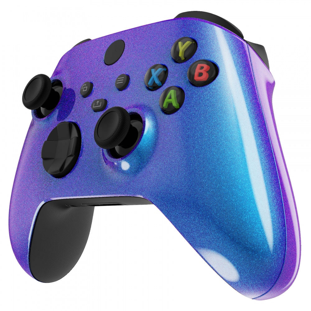 eXtremeRate Retail Chameleon Purple Blue Replacement Handles Shell for Xbox Series X Controller, Custom Side Rails Panels Front Housing Shell Faceplate for Xbox Series S Controller - Controller NOT Included - ZX3P301