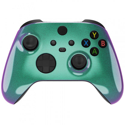 eXtremeRate Retail Chameleon Green Purple Replacement Handles Shell for Xbox Series X Controller, Custom Side Rails Panels Front Housing Shell Faceplate for Xbox Series S Controller - Controller NOT Included - ZX3P302