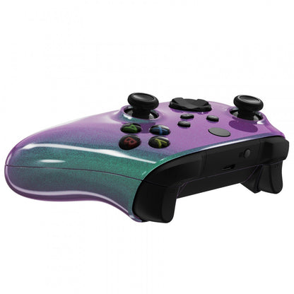 eXtremeRate Retail Chameleon Green Purple Replacement Handles Shell for Xbox Series X Controller, Custom Side Rails Panels Front Housing Shell Faceplate for Xbox Series S Controller - Controller NOT Included - ZX3P302