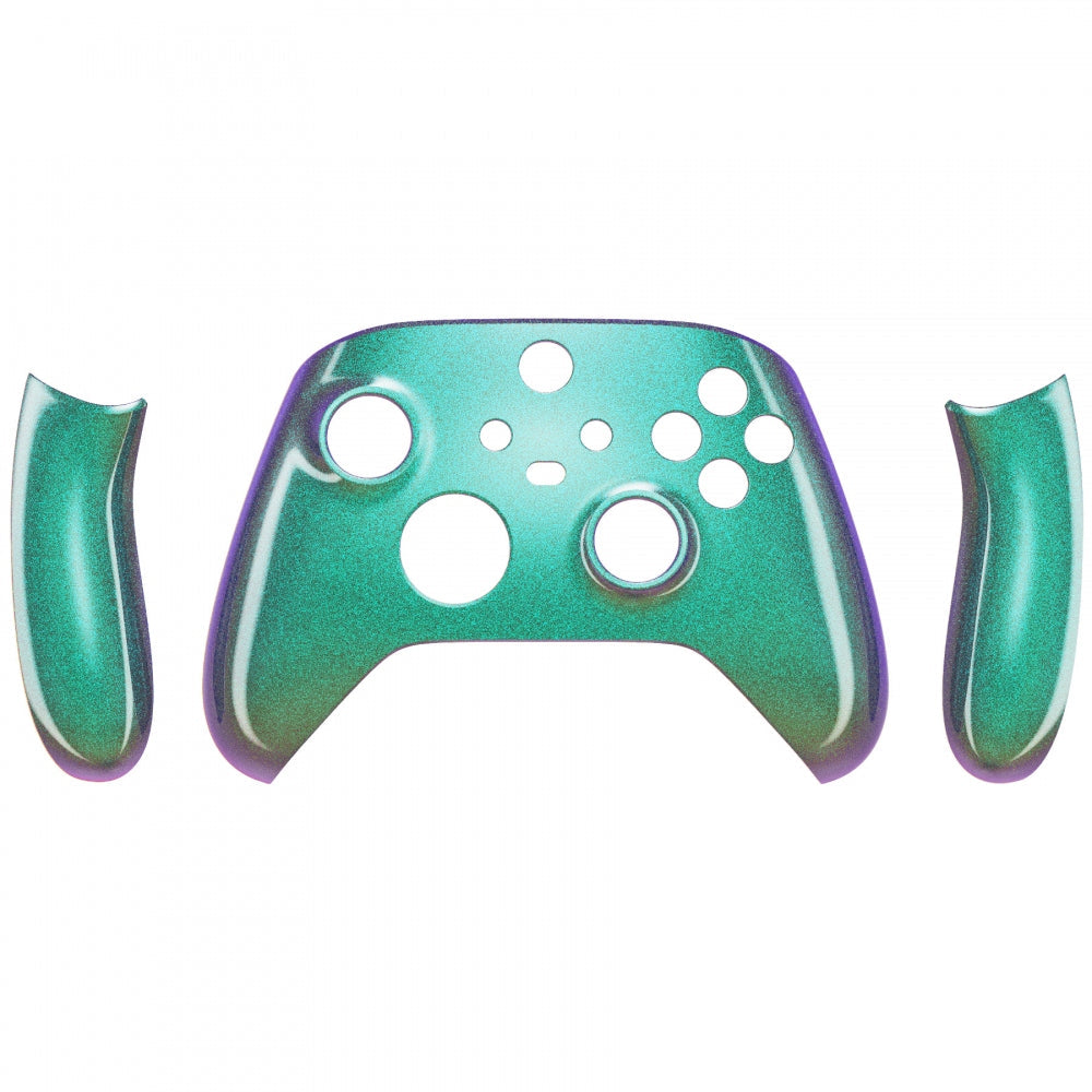 eXtremeRate Retail Chameleon Green Purple Replacement Handles Shell for Xbox Series X Controller, Custom Side Rails Panels Front Housing Shell Faceplate for Xbox Series S Controller - Controller NOT Included - ZX3P302