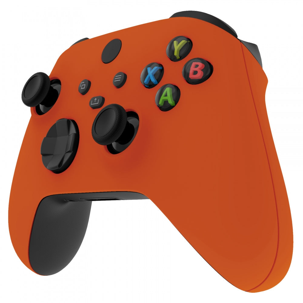 eXtremeRate Retail Soft Touch Orange Replacement Handles Shell for Xbox Series X Controller, Custom Side Rails Panels Front Housing Shell Faceplate for Xbox Series S Controller - Controller NOT Included - ZX3P304