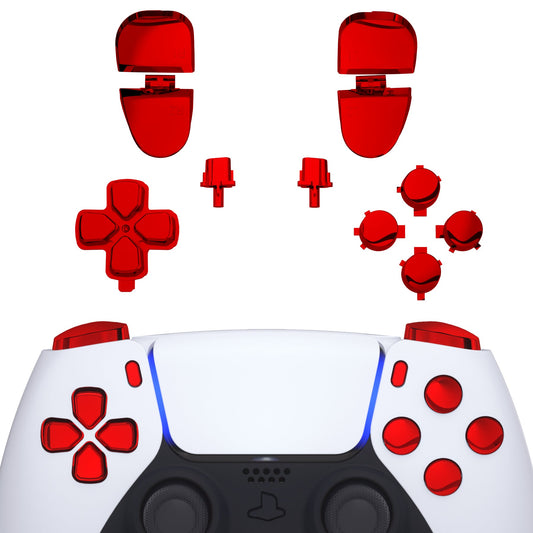 eXtremeRate Retail Replacement D-pad R1 L1 R2 L2 Triggers Share Options Face Buttons, Chrome Red Full Set Buttons Compatible with ps5 Controller BDM-030 - JPF2003G3