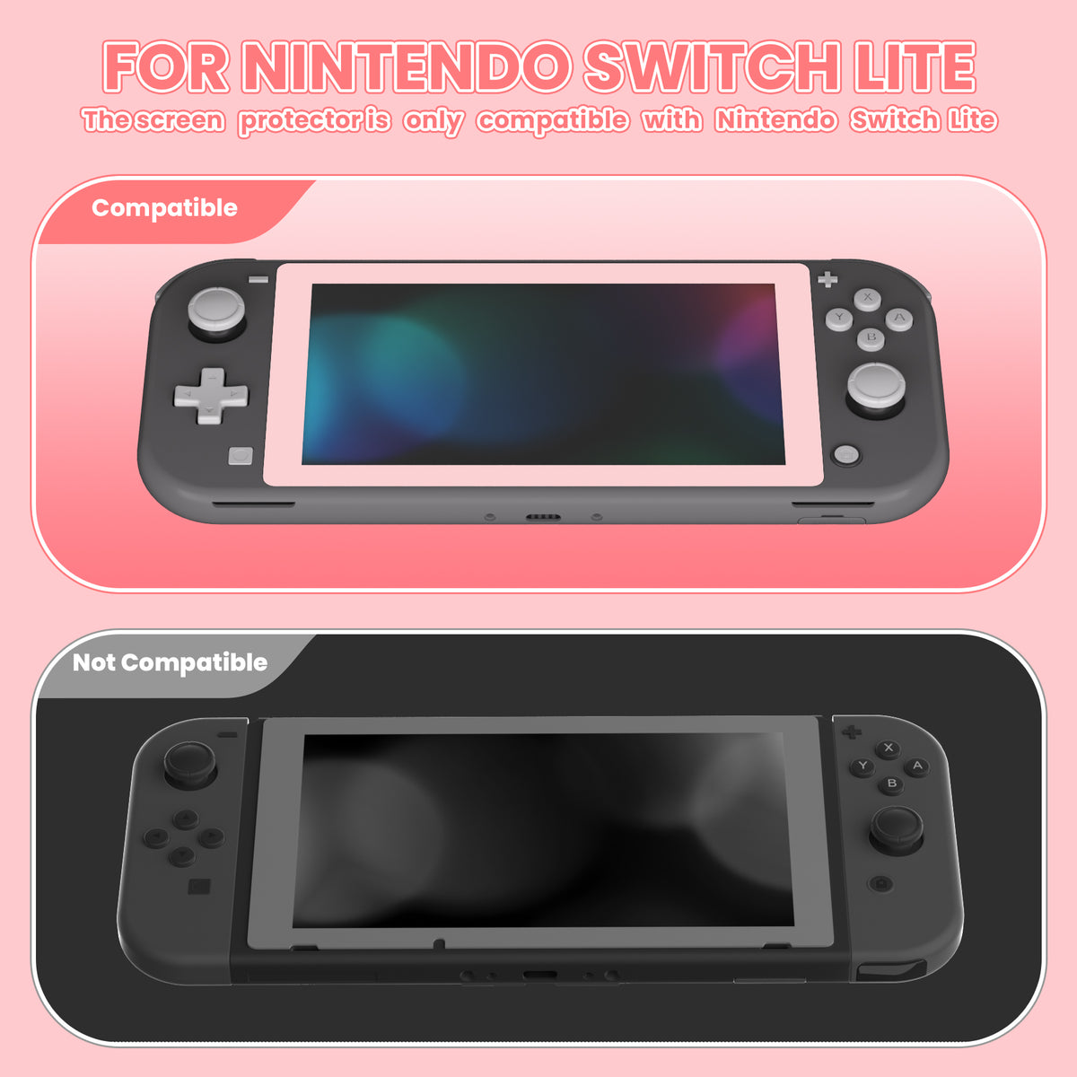 eXtremeRate Nintendo Switch Lite用2枚セット傷防止透明HD強化ガラススクリーン保護フィルム【チェリーブロッサムピンク】