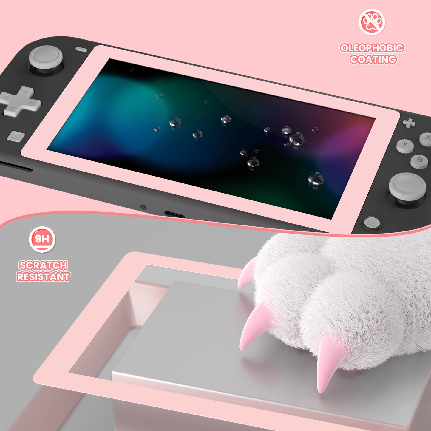 eXtremeRate Nintendo Switch Lite用2枚セット傷防止透明HD強化ガラススクリーン保護フィルム【チェリーブロッサムピンク】
