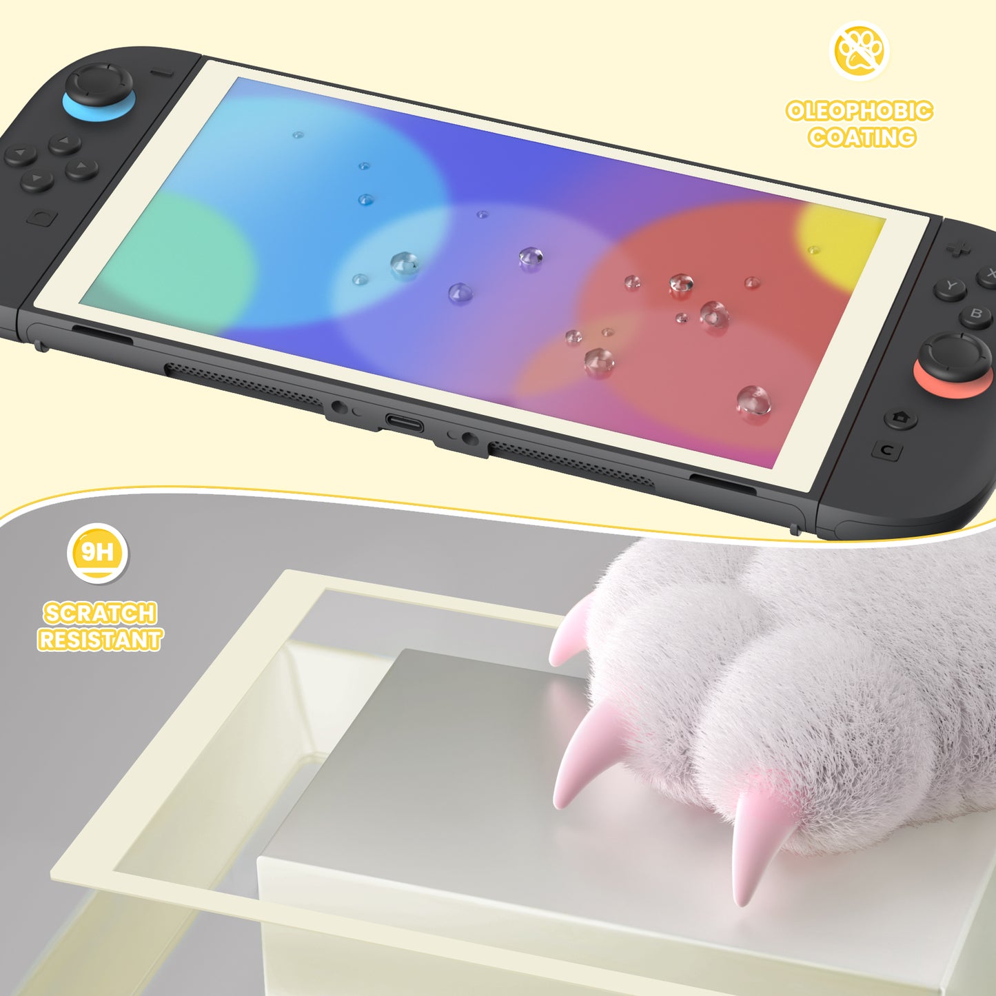 eXtremeRate Nintendo Switch 2に対応用強化ガラスフィルム 2枚セット【アンティークイエロー】