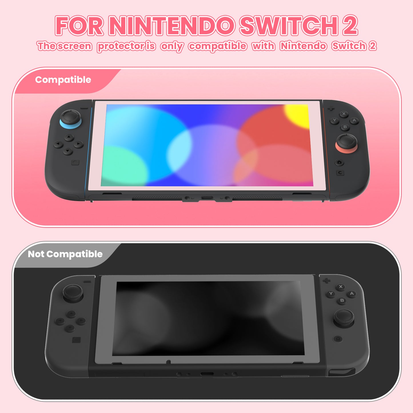 eXtremeRate Nintendo Switch 2に対応用強化ガラスフィルム 2枚セット【チェリーブロッサムピンク】