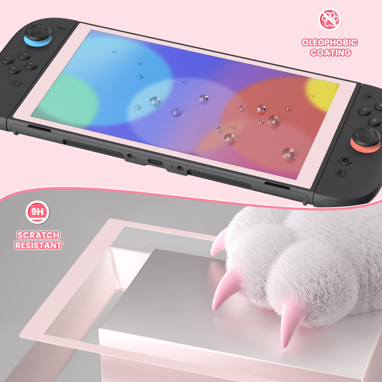 eXtremeRate Nintendo Switch 2に対応用強化ガラスフィルム 2枚セット【チェリーブロッサムピンク】