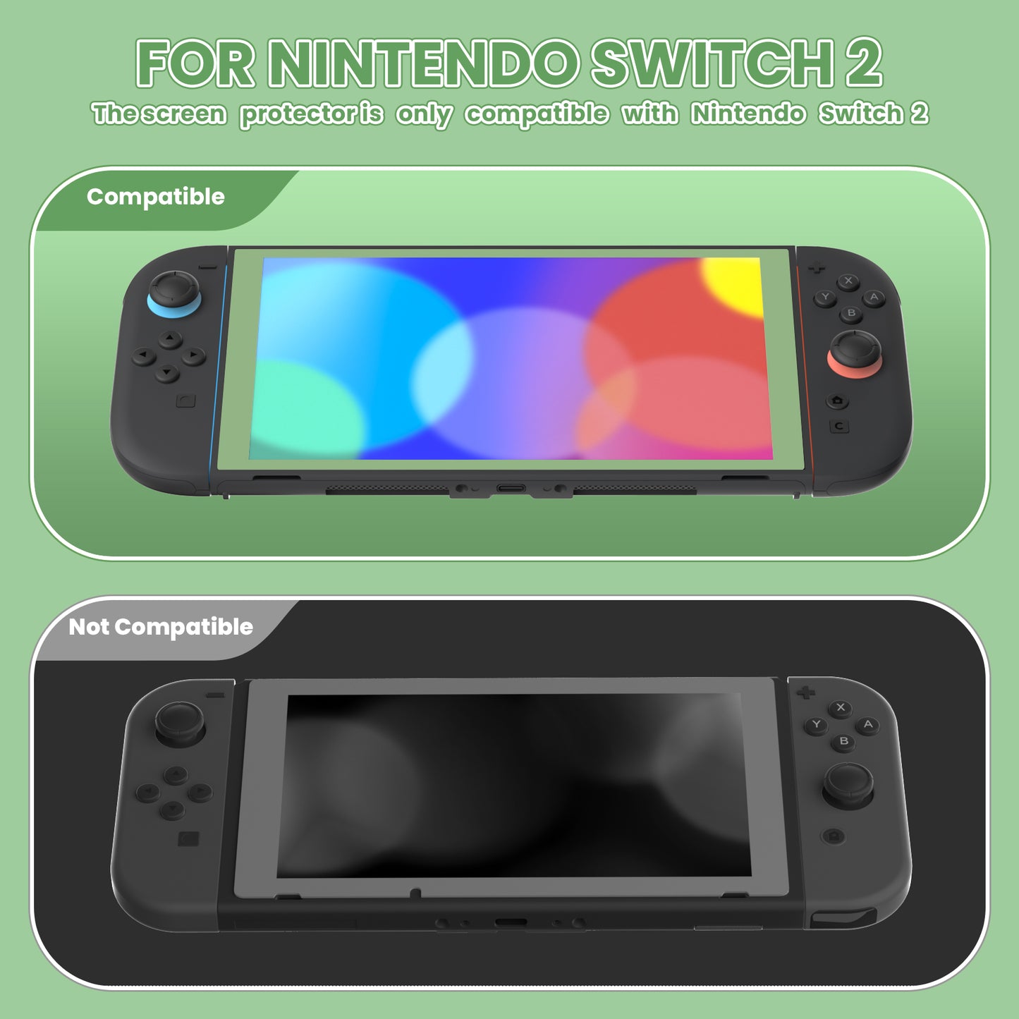 eXtremeRate Nintendo Switch 2に対応用強化ガラスフィルム 2枚セット【抹茶グリーン】