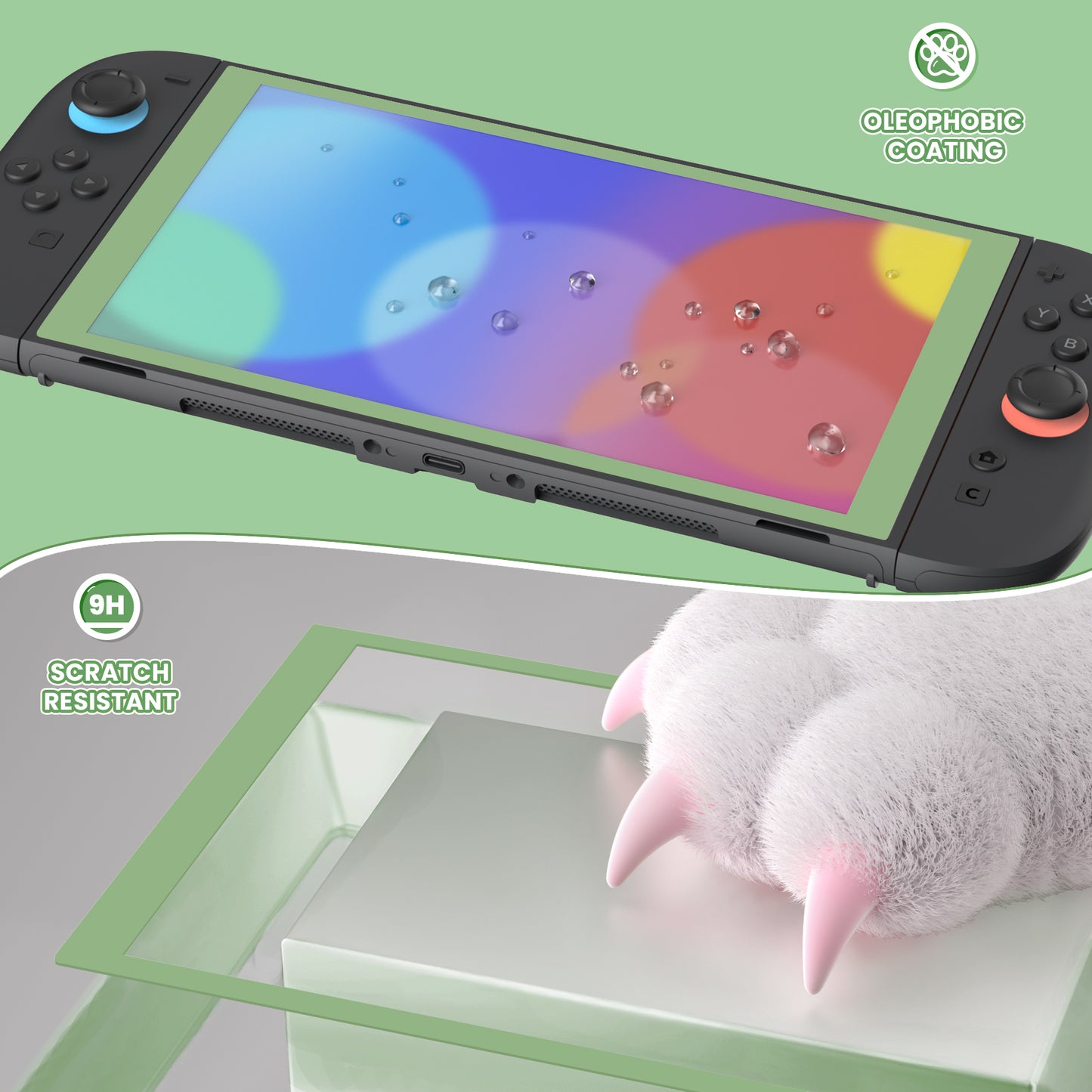 eXtremeRate Nintendo Switch 2に対応用強化ガラスフィルム 2枚セット【抹茶グリーン】