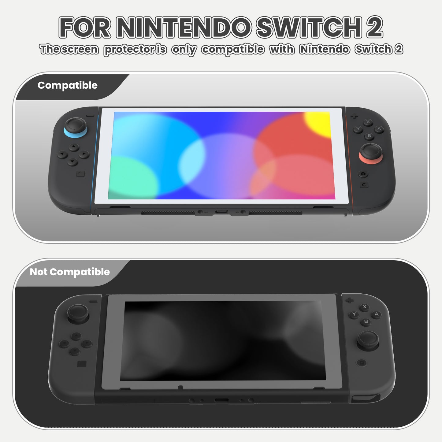 eXtremeRate Nintendo Switch 2に対応用強化ガラスフィルム 2枚セット【ホワイト】
