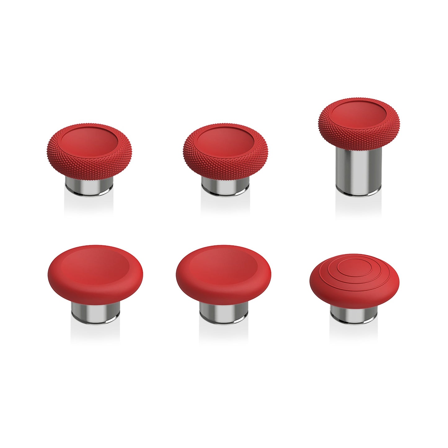 eXtremeRate 6 in 1 Metal Replacement Thumbsticks for Xbox Elite Series 2 & Elite 2 Core Controller (Model 1797) - Scarlet Red & Metallic Silver eXtremeRate